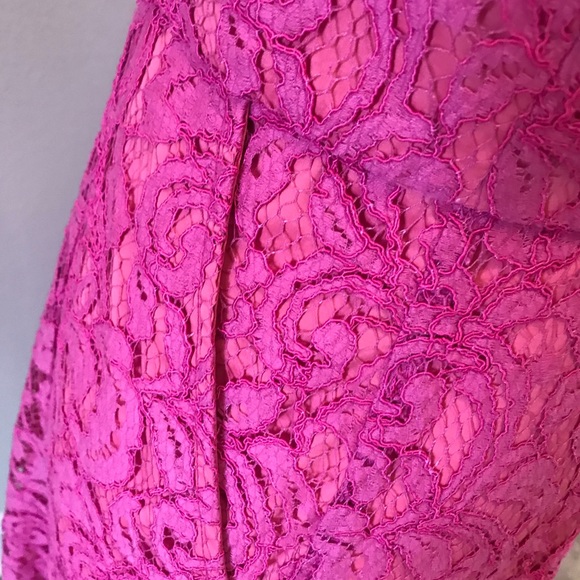Adrianna Papell Hot Pink Lace Dress Size 6 - Picture 3 of 7